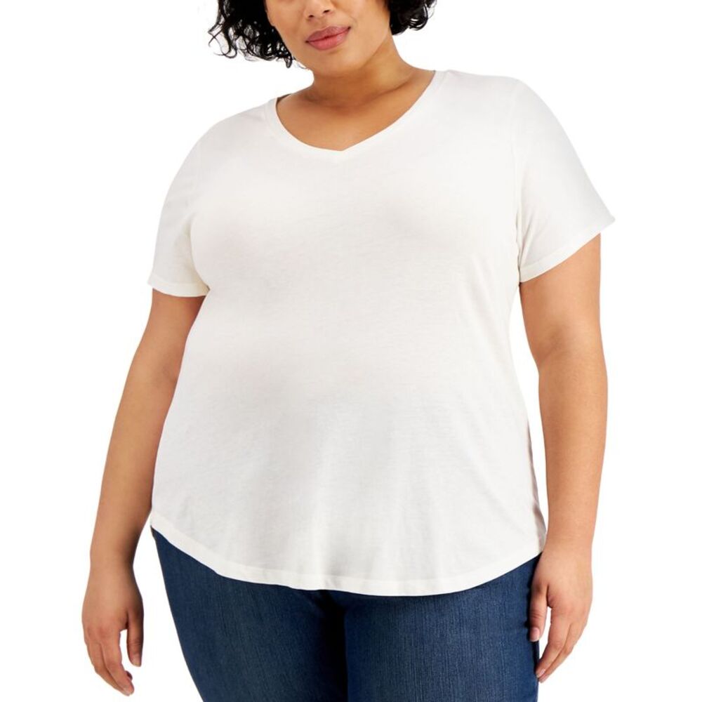 Style & Co Plus Size Solid Burnout T-Shirt